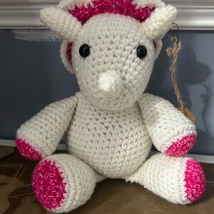 Crochet White and Pink Unicorn Plush